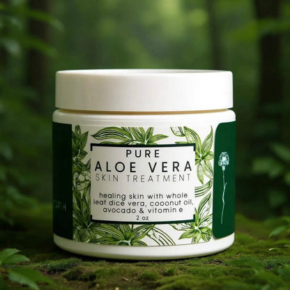Pure Aloe Vera Skin Treatment - Organic Coconut, Olive Oil & Vitamin E, 2 oz