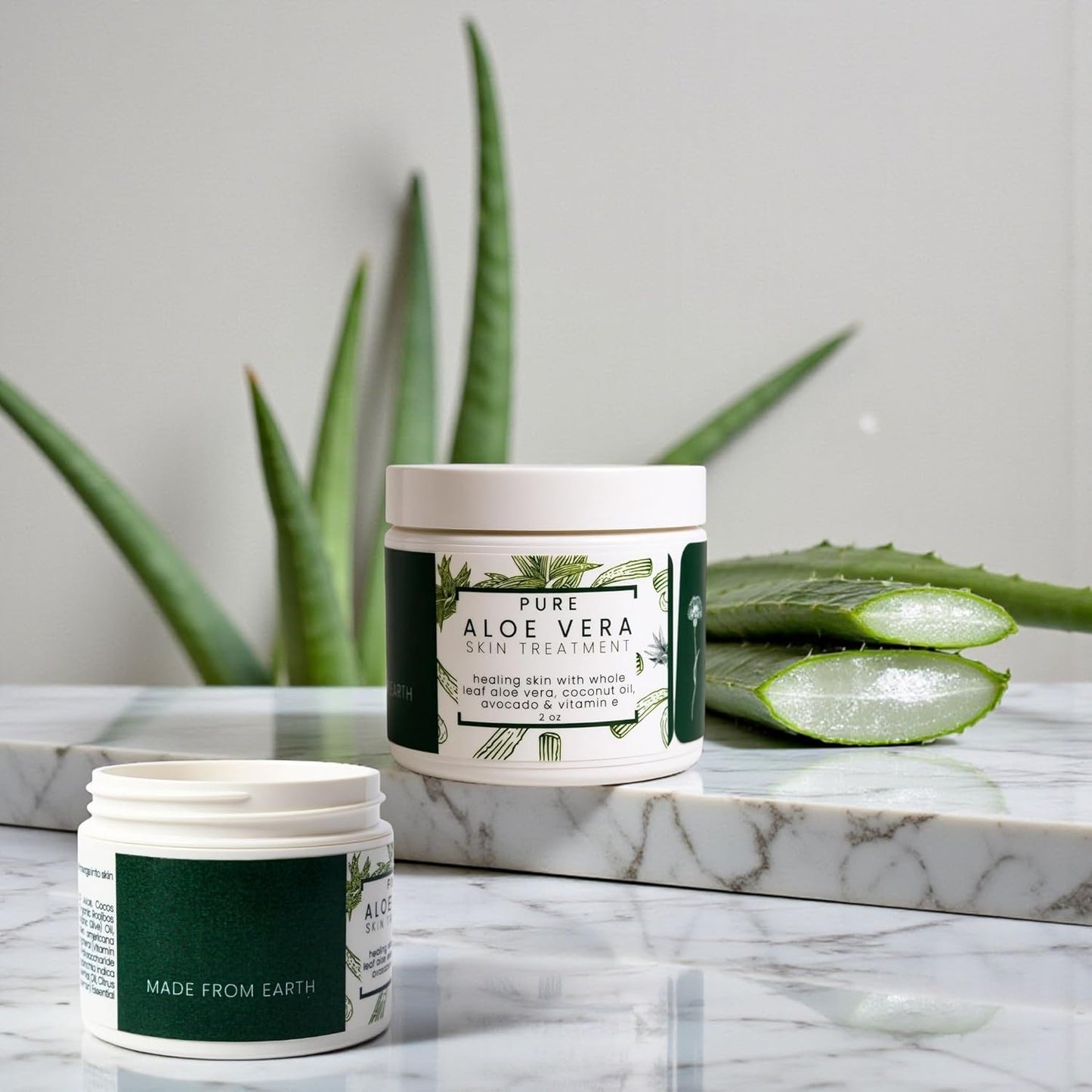 Pure Aloe Vera Skin Treatment - Organic Coconut, Olive Oil & Vitamin E, 2 oz