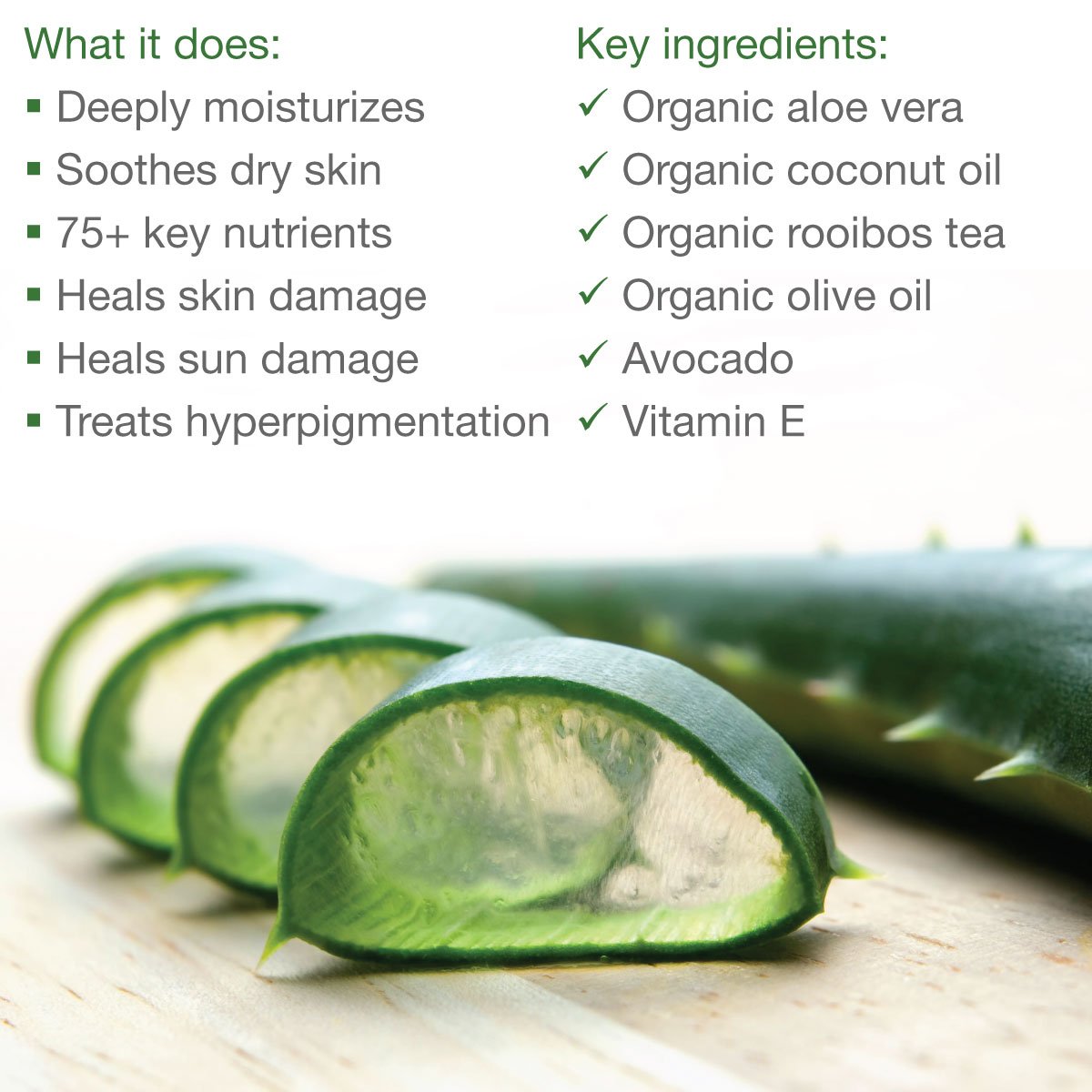 Pure Aloe Vera Skin Treatment - Organic Coconut, Olive Oil & Vitamin E, 2 oz