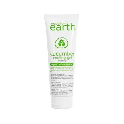 Made from Earth Cucumber Cooling Gel, a 4 oz tube of organic, holistic, healthy gel with cucumber extract and aloe vera for hydration and cooling relief.