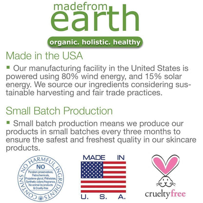 Made from Earth Cucumber Cooling Gel, organic, holistic, healthy, made in USA, cruelty-free bunny logo.