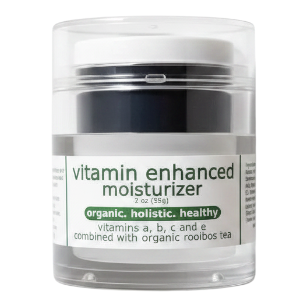 Made from Earth Vitamin Enhanced Moisturizer in a clear 2oz jar with organic rooibos tea and vitamin formula.