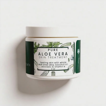 Pure Aloe Vera Skin Treatment - Organic Coconut, Olive Oil & Vitamin E, 2 oz